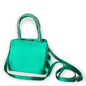 Urban Outfitters Top Handle Green Satin Crossbody Bag